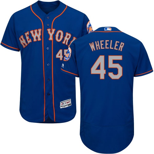 Mets #45 Zack Wheeler Blue(Grey NO.) Flexbase Authentic Collection Stitched MLB Jersey